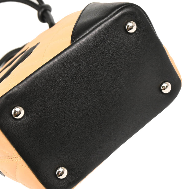 Chanel 2005-2006 Beige Black Calfskin Cambon Ligne Tote Handbag