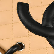 Chanel 2005-2006 Beige Black Calfskin Cambon Ligne Tote Handbag