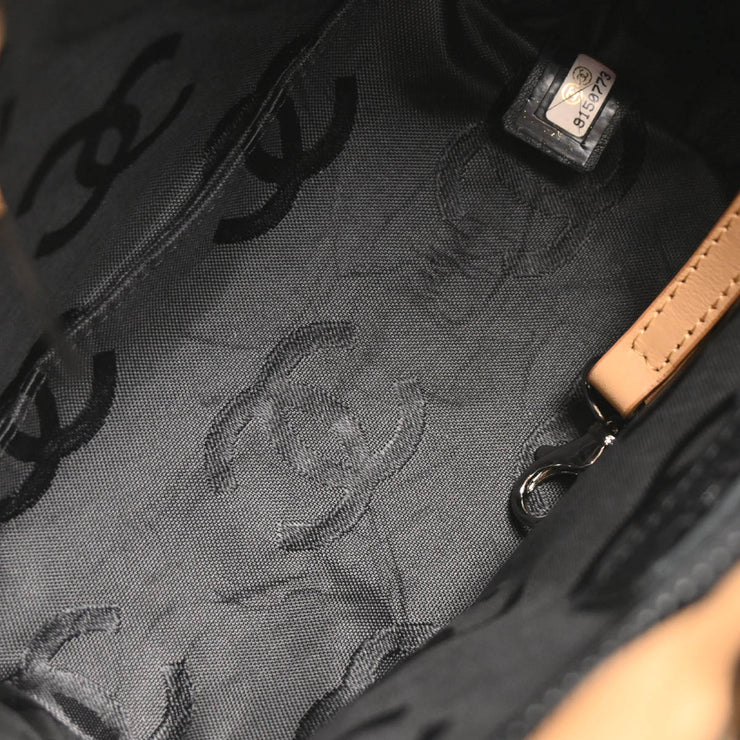 Chanel 2005-2006 Beige Black Calfskin Cambon Ligne Tote Handbag