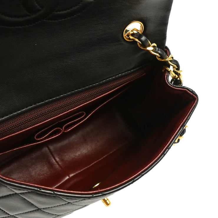 Chanel 1989-1991 Black Lambskin Classic Square Flap Shoulder Bag