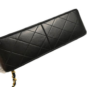 Chanel 1989-1991 Black Lambskin Classic Square Flap Shoulder Bag