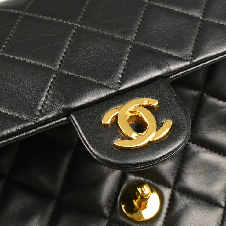 Chanel 1989-1991 Black Lambskin Classic Square Flap Shoulder Bag