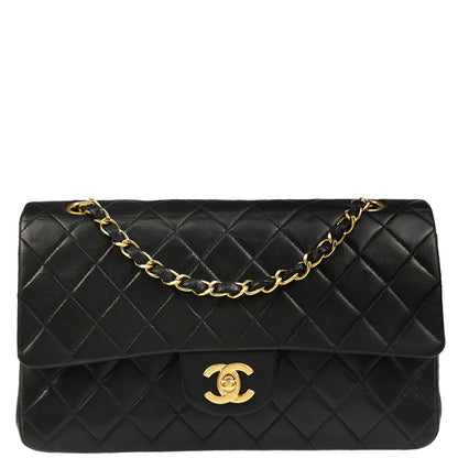 Chanel 2001-2003 Black Lambskin Medium Classic Double Flap Shoulder Bag