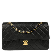 Chanel 2001-2003 Black Lambskin Medium Classic Double Flap Shoulder Bag