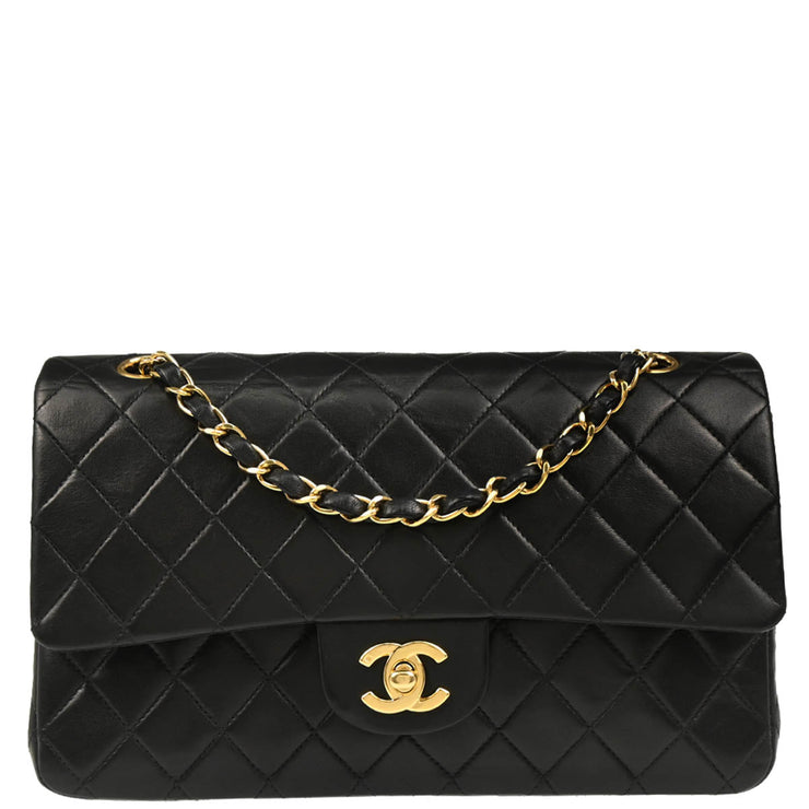 Chanel 2001-2003 Black Lambskin Medium Classic Double Flap Shoulder Bag