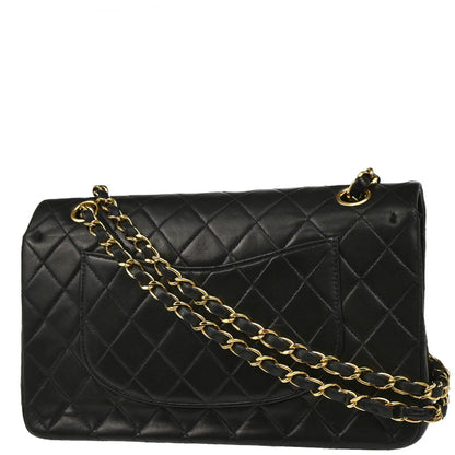 Chanel 2001-2003 Black Lambskin Medium Classic Double Flap Shoulder Bag