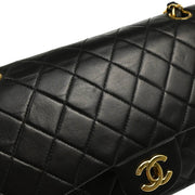 Chanel 2001-2003 Black Lambskin Medium Classic Double Flap Shoulder Bag