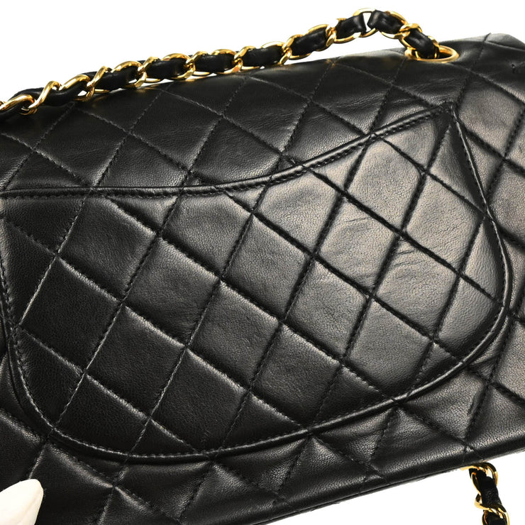 Chanel 2001-2003 Black Lambskin Medium Classic Double Flap Shoulder Bag