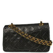 Chanel 1994-1996 Black Lambskin Small Classic Double Flap Shoulder Bag