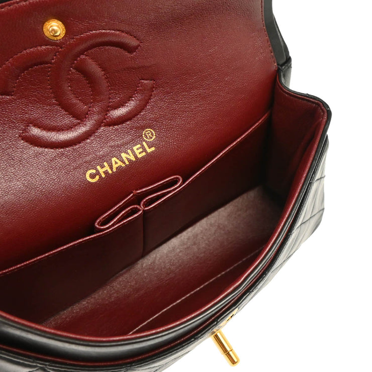 Chanel 1994-1996 Black Lambskin Small Classic Double Flap Shoulder Bag