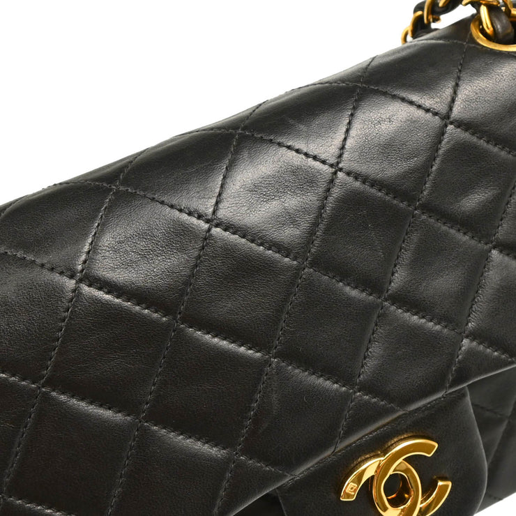 Chanel 1994-1996 Black Lambskin Small Classic Double Flap Shoulder Bag