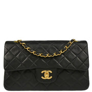 Chanel 1996-1997 Black Lambskin Small Classic Double Flap Shoulder Bag