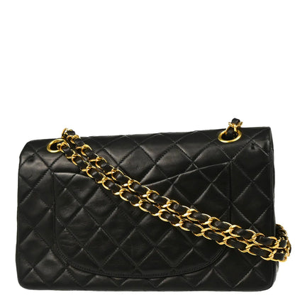 Chanel 1996-1997 Black Lambskin Small Classic Double Flap Shoulder Bag