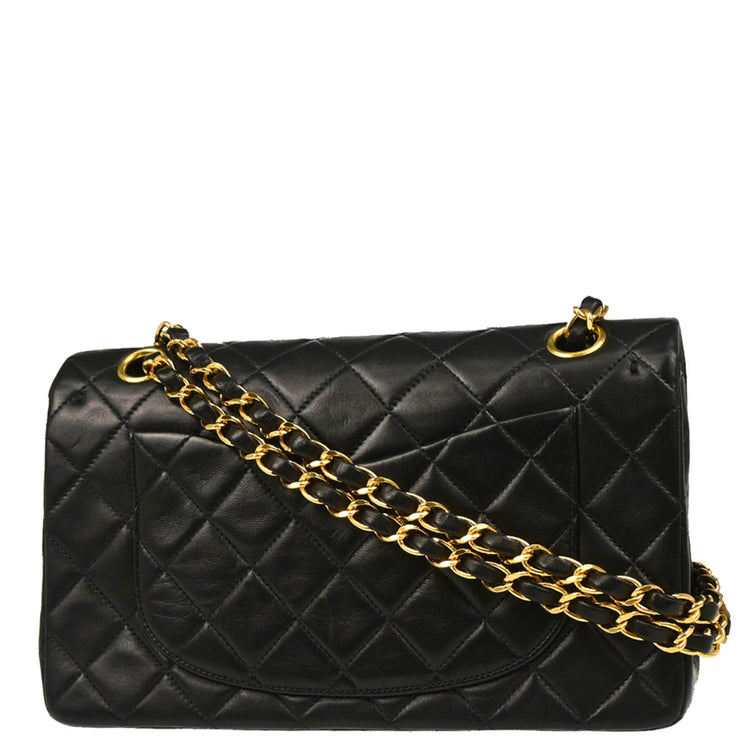 Chanel 1996-1997 Black Lambskin Small Classic Double Flap Shoulder Bag
