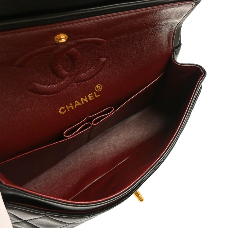 Chanel 1996-1997 Black Lambskin Small Classic Double Flap Shoulder Bag