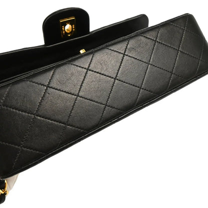 Chanel 1996-1997 Black Lambskin Small Classic Double Flap Shoulder Bag