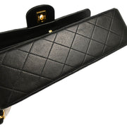 Chanel 1996-1997 Black Lambskin Small Classic Double Flap Shoulder Bag