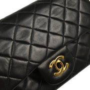 Chanel 1996-1997 Black Lambskin Small Classic Double Flap Shoulder Bag
