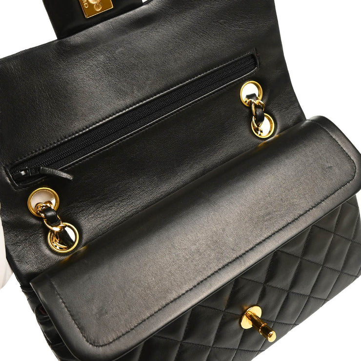 Chanel 1996-1997 Black Lambskin Small Classic Double Flap Shoulder Bag