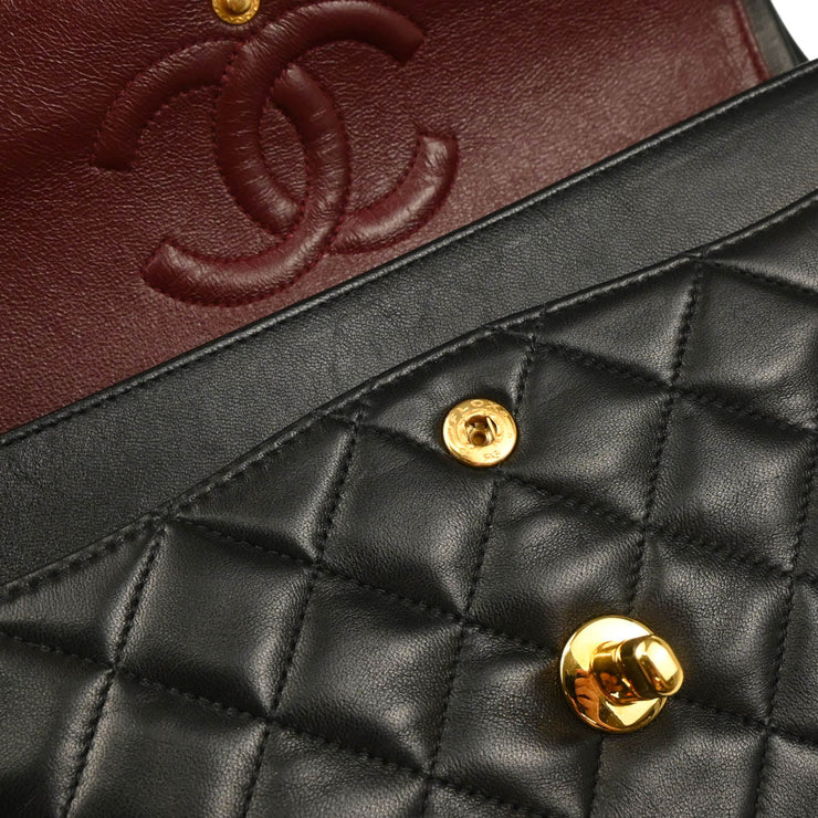 Chanel 1996-1997 Black Lambskin Small Classic Double Flap Shoulder Bag