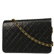 Chanel 1994-1996 Black Lambskin Pushlock Medium Half Flap Shoulder Bag