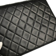 Chanel 1994-1996 Black Lambskin Pushlock Medium Half Flap Shoulder Bag