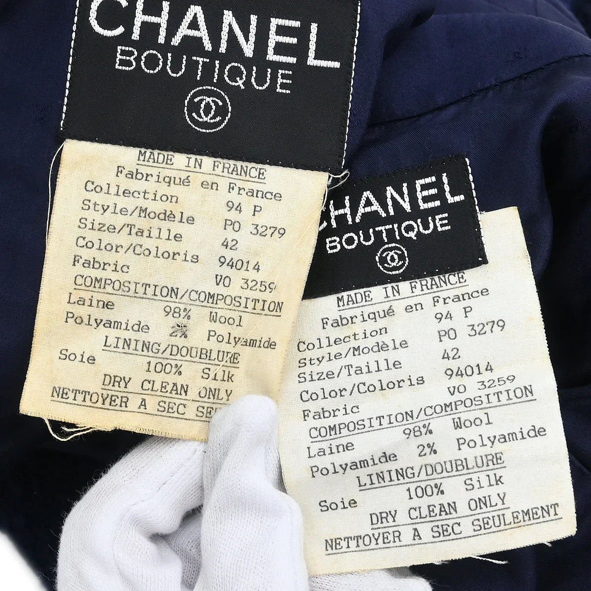 Chanel 1994 Setup Suit Jacket Skirt Navy #42