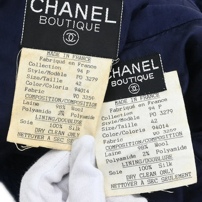Chanel 1994 Setup Suit Jacket Skirt Navy #42