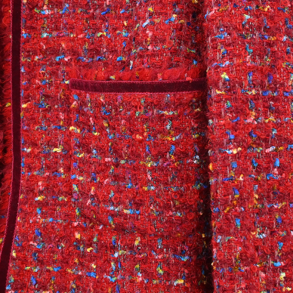 Chanel Setup Suit Jacket Skirt Red