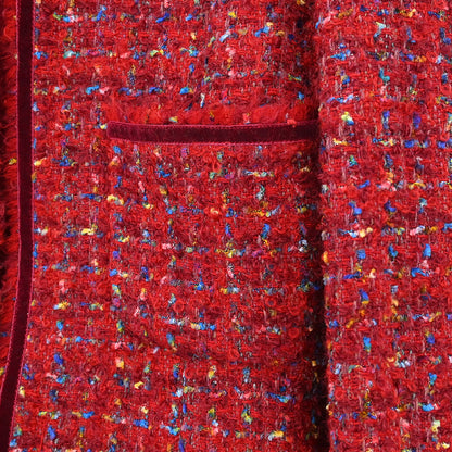 Chanel Setup Suit Jacket Skirt Red