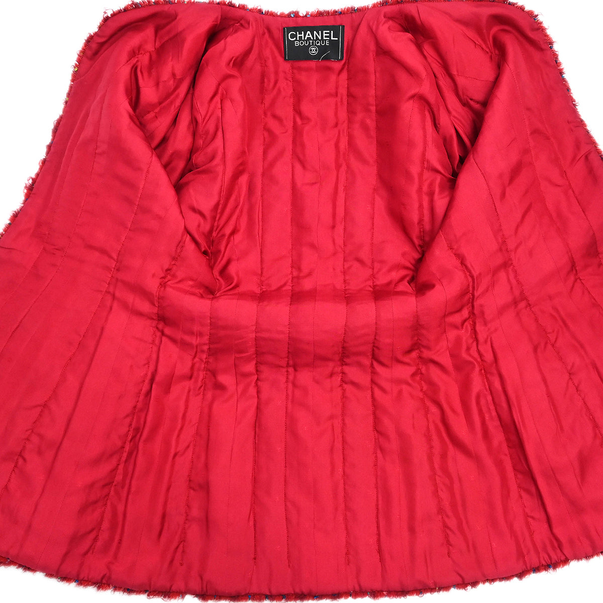 Chanel Setup Suit Jacket Skirt Red