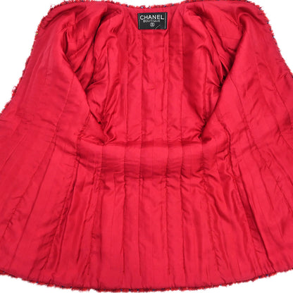 Chanel Setup Suit Jacket Skirt Red