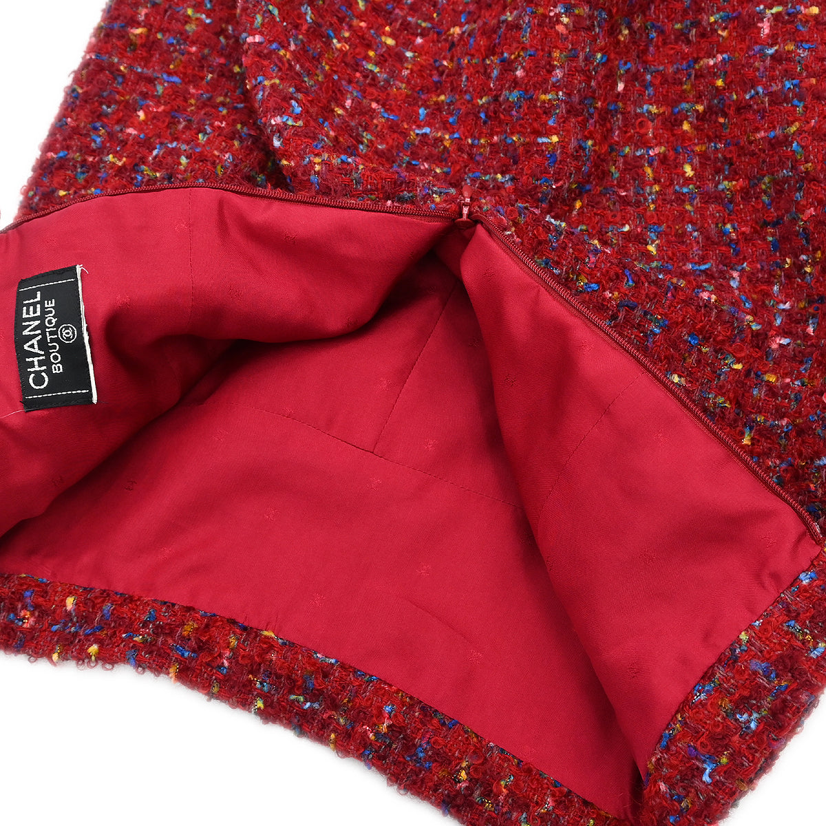 Chanel Setup Suit Jacket Skirt Red