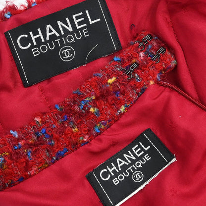 Chanel Setup Suit Jacket Skirt Red