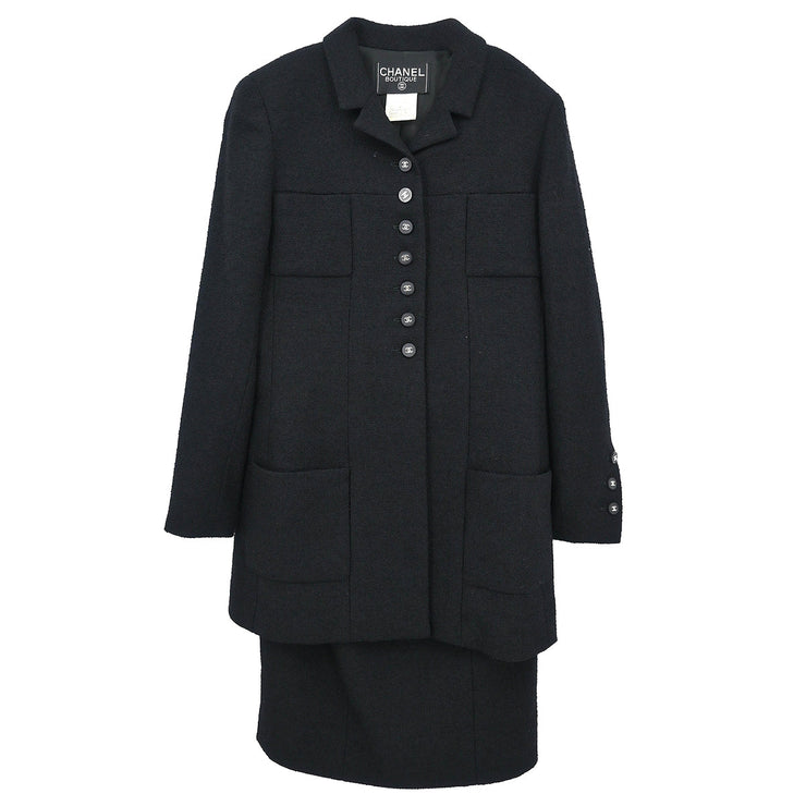 Chanel 1996 Setup Suit Jacket Skirt Black #38