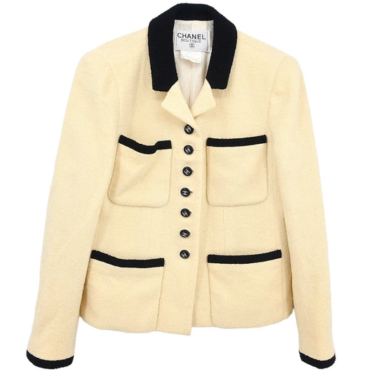 Chanel 1996 Single Breasted Jacket White #40