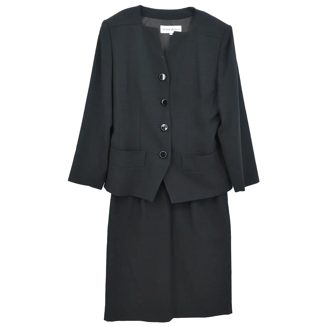 SAINTLAURENスーツ38 Yves Saint Laurent Setup Suit Jacket Skirt Black #38 – AMORE