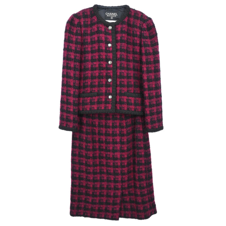 Chanel Setup Suit Jacket Skirt Bordeaux #36