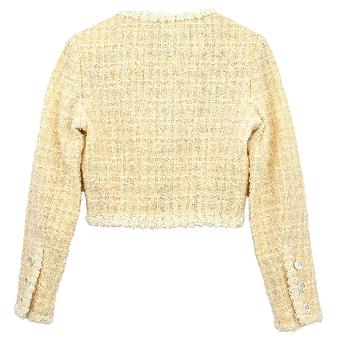 Chanel Collarless Single Breasted Jacket White #34