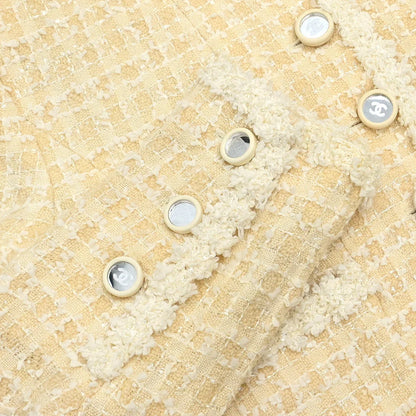 Chanel Collarless Single Breasted Jacket White #34