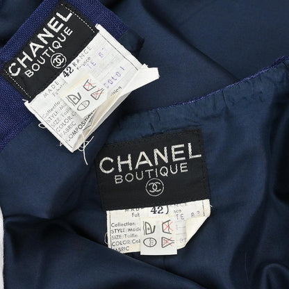 Chanel Setup Suit Jacket Skirt Navy #42