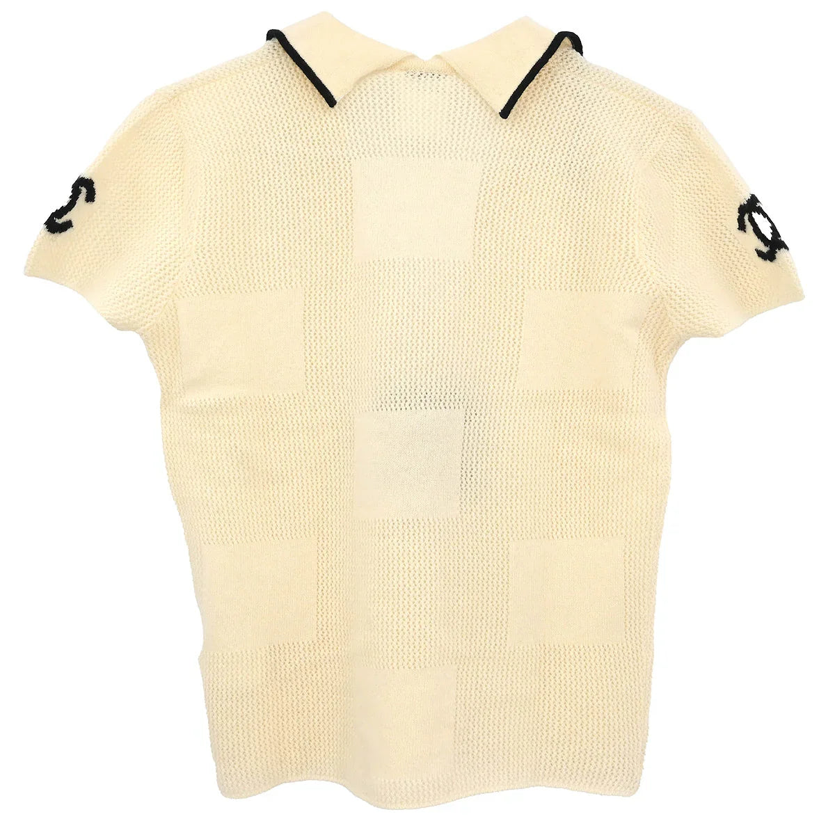 Chanel 2001 Short Sleeve Sweater Knit Top White #38