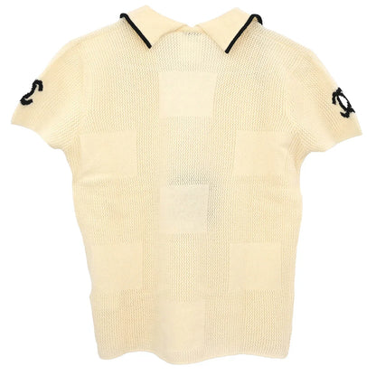 Chanel 2001 Short Sleeve Sweater Knit Top White #38