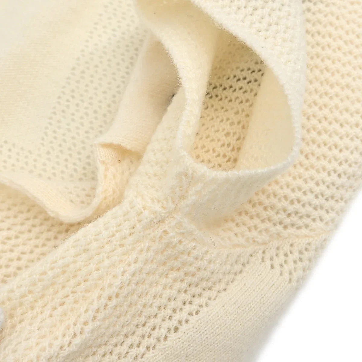 Chanel 2001 Short Sleeve Sweater Knit Top White #38