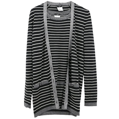 Chanel 2009 Ensemble Cardigan Sleeveless Top Black #34
