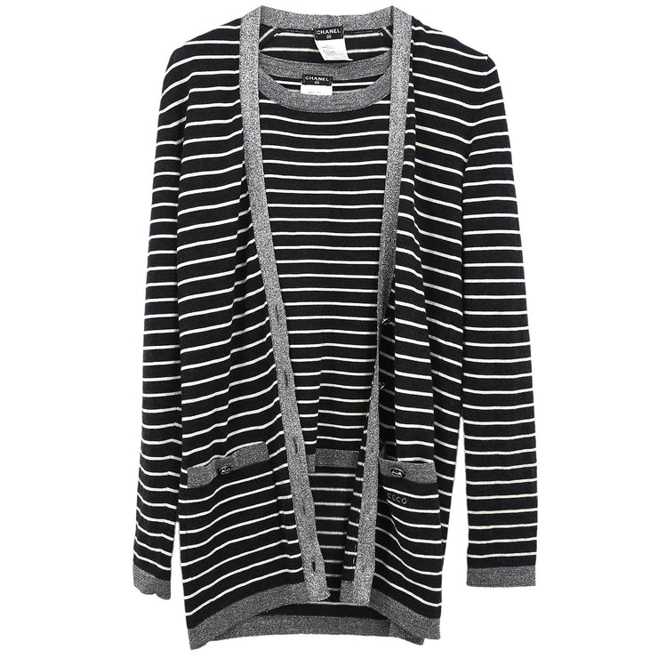 Chanel 2009 Ensemble Cardigan Sleeveless Top Black #34