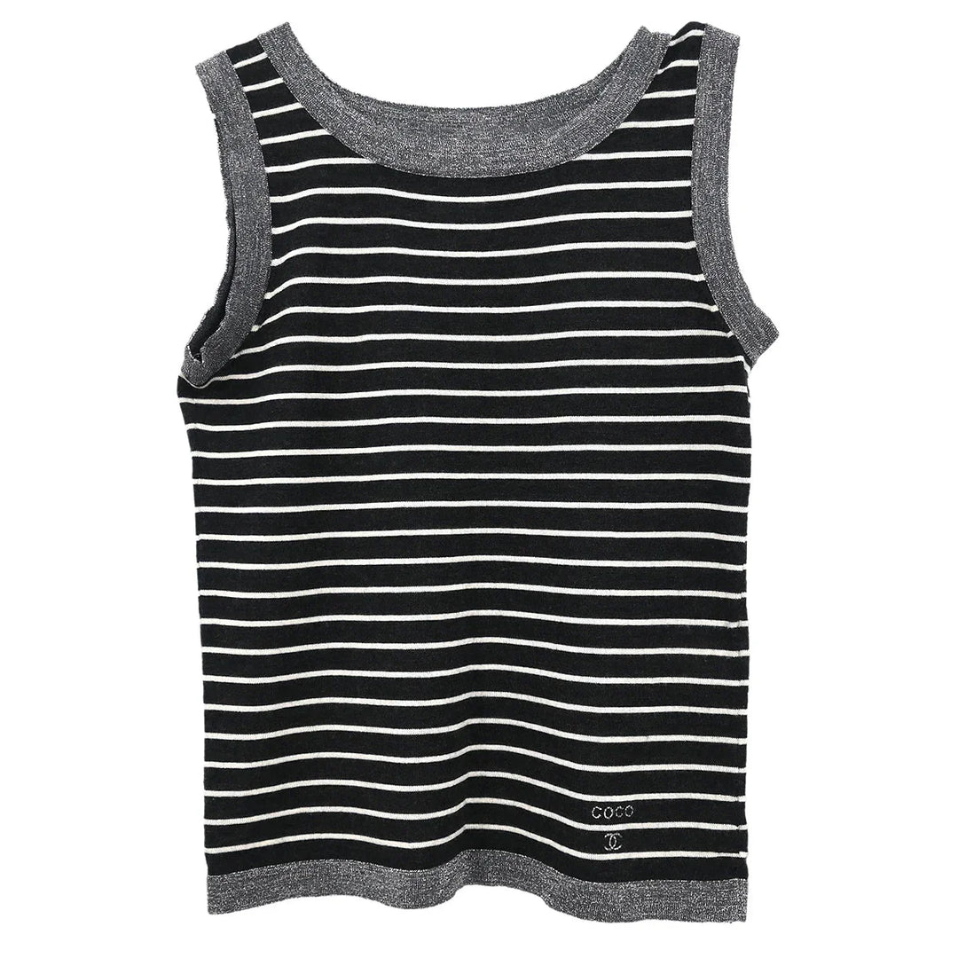 シャネル 34 トップス Chanel 2009 Ensemble Cardigan Sleeveless Top Black #34