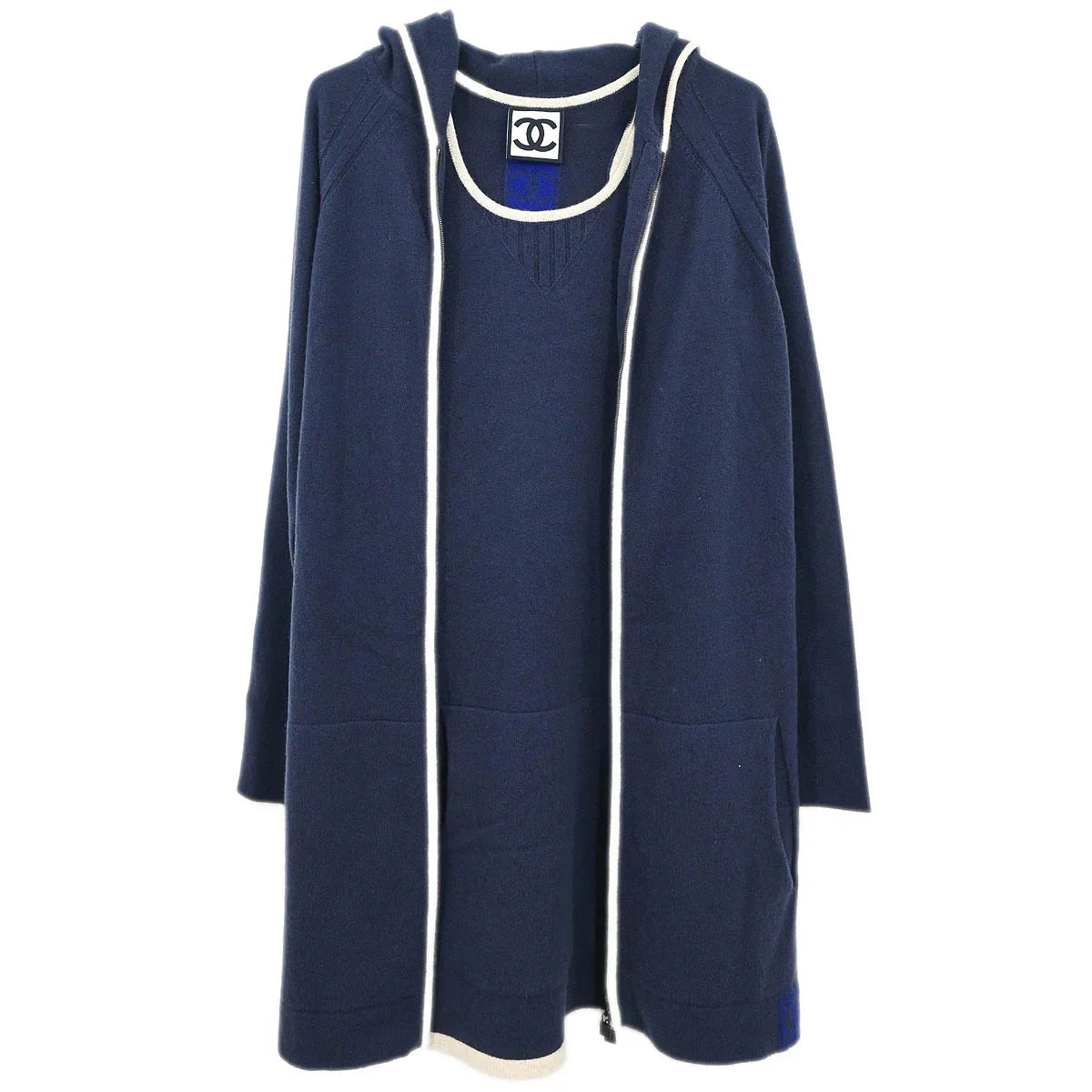 Chanel 2009 Sport Line Setup Suit Jacket Sleeveless Dress Navy #34