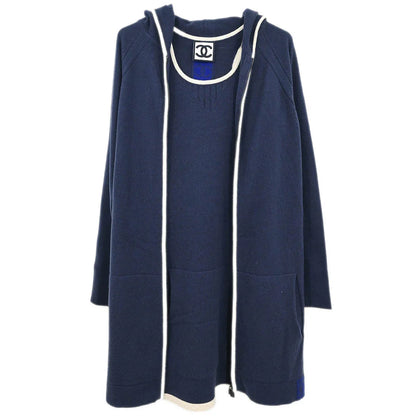 Chanel 2009 Sport Line Setup Suit Jacket Sleeveless Dress Navy #34