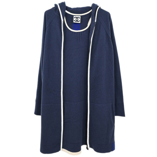 Chanel 2009 Sport Line Setup Suit Jacket Sleeveless Dress Navy #34